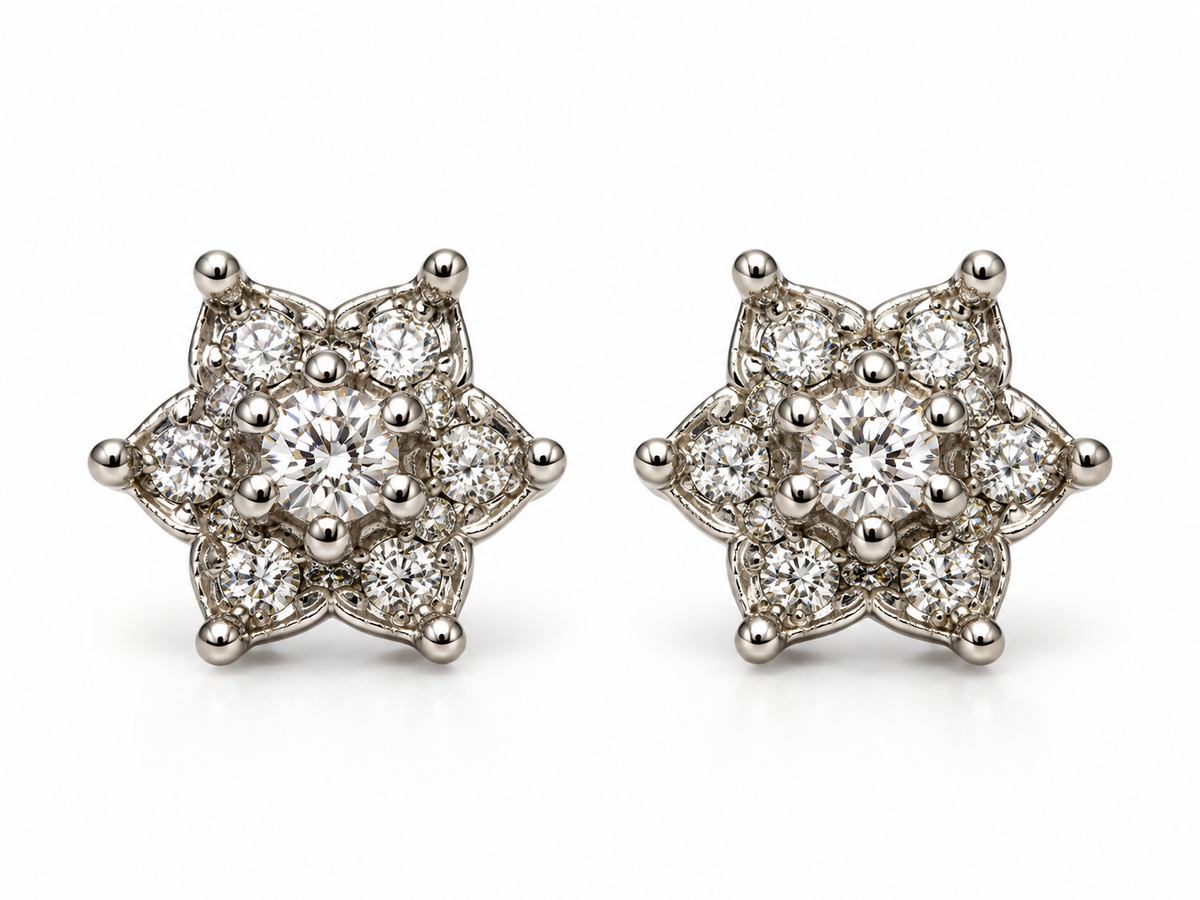Diamonds flower earring