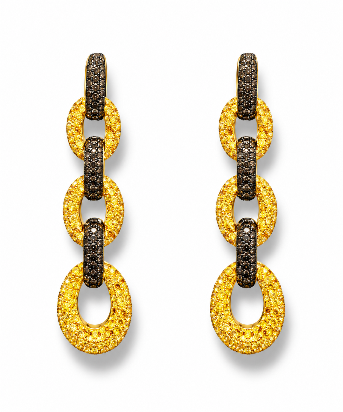 Drop chain yellow and black diamonds