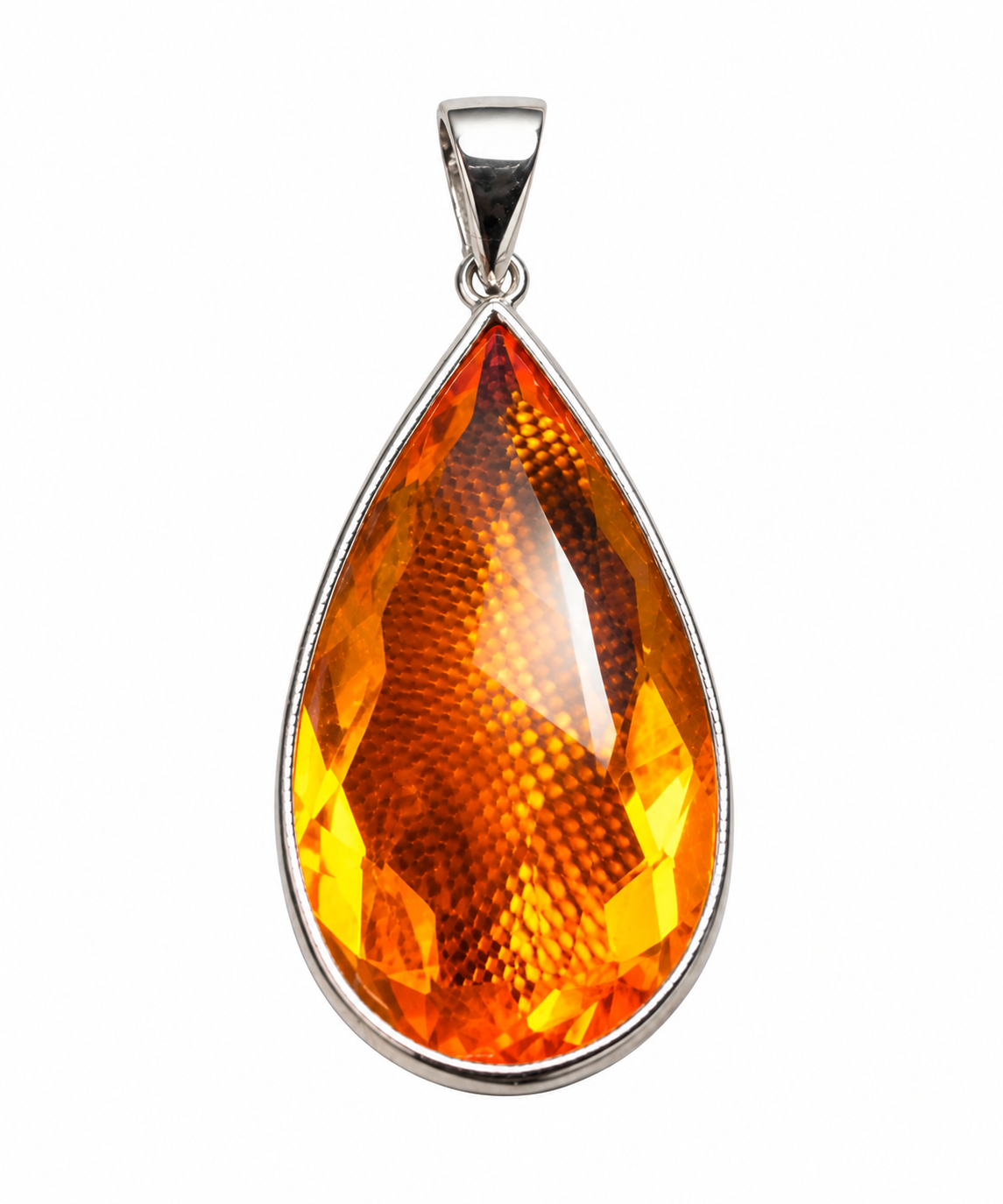 Élégant pendentif en or blanc 14 carats avec opale de feu poire de 4,30 ct