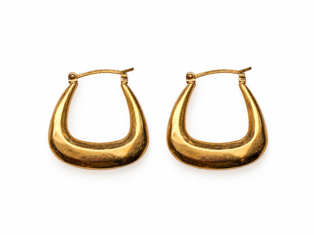9k Gold Geometric Hoop Earrings – 1.3g