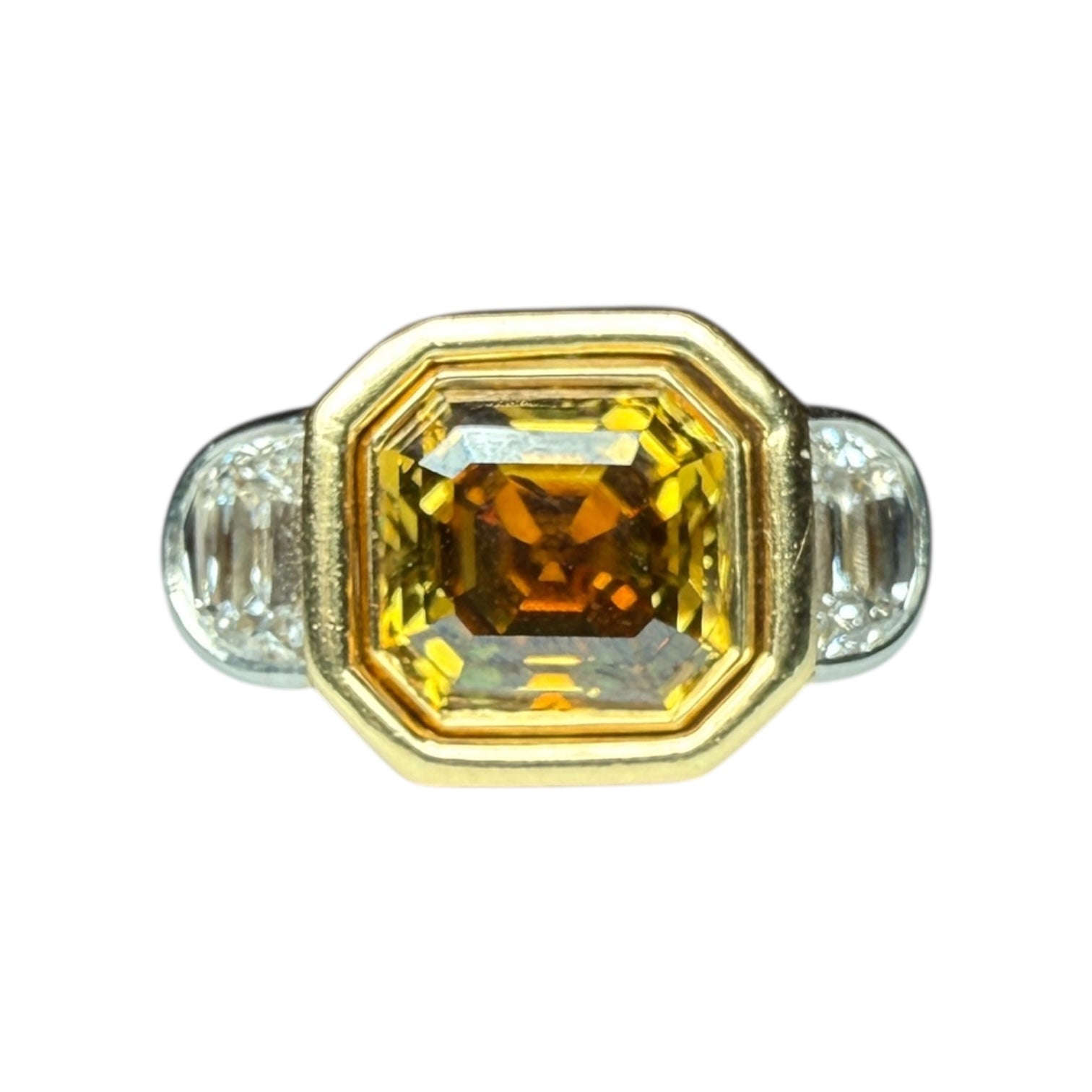 Yellow brown diamond engagement ring
