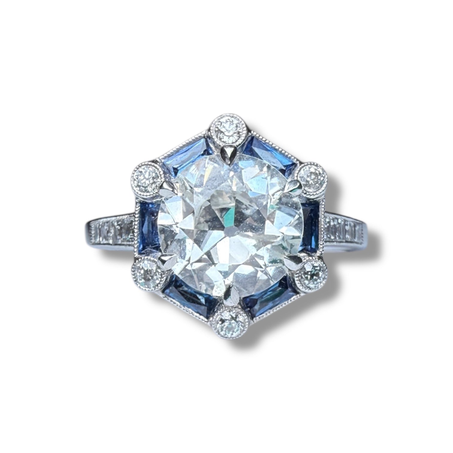 Diamonds and sapphire ring