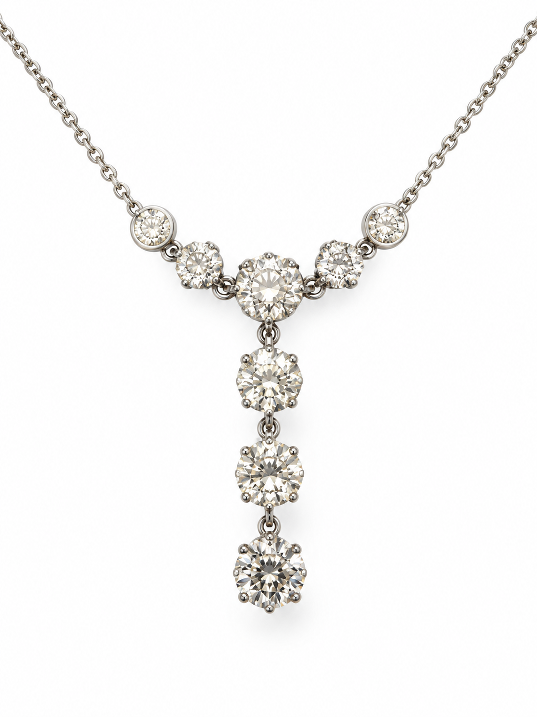 Antique Diamond Necklace in Gold and Silver – Approx. 3.5 Carats