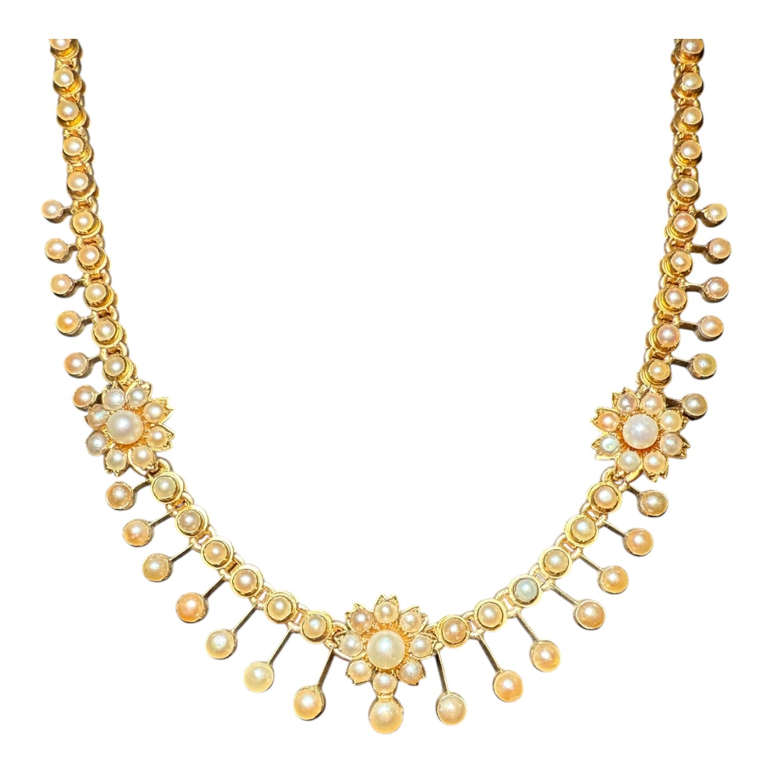 Victorian 18k gold Pearl necklace for women