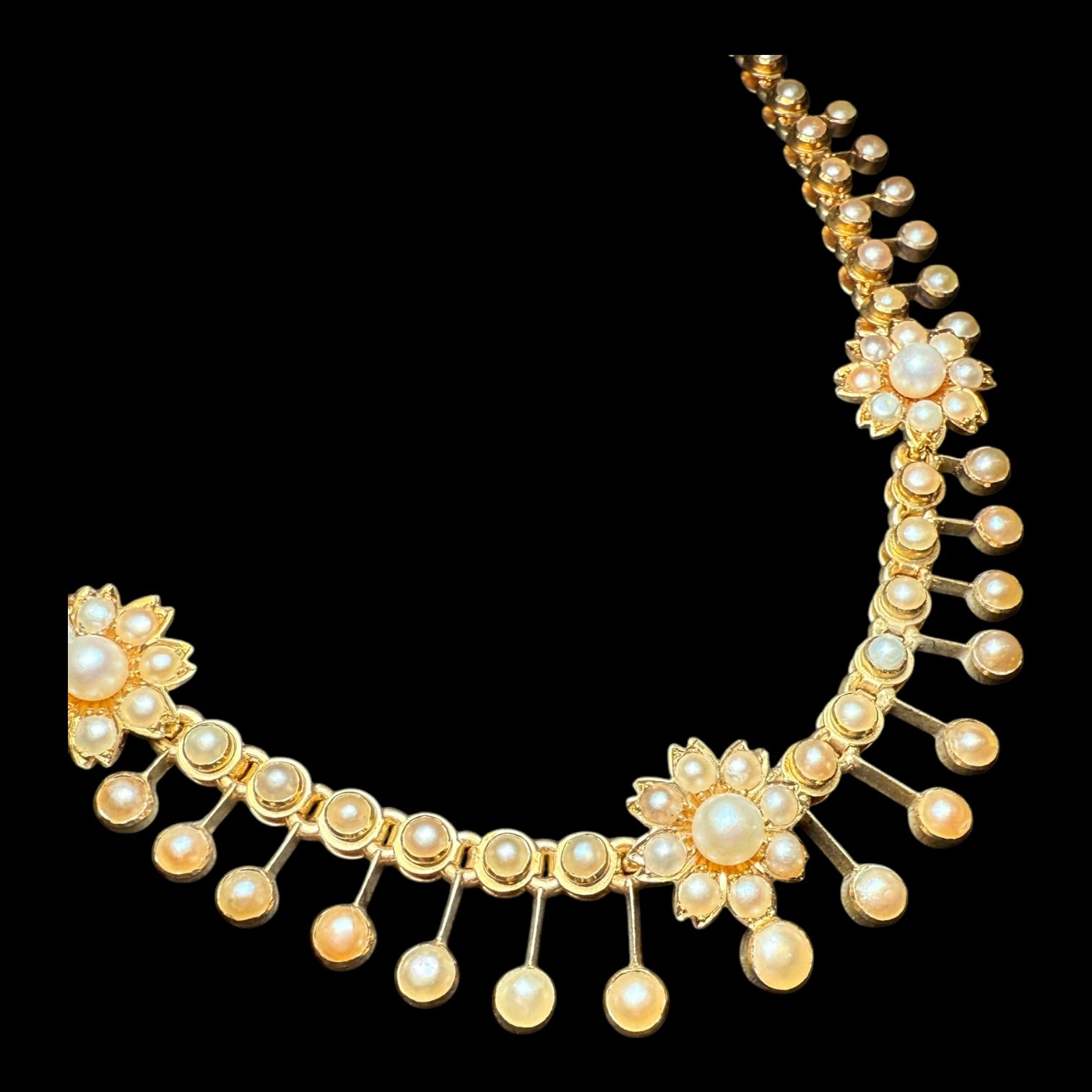 Victorian 18k gold Pearl necklace for women