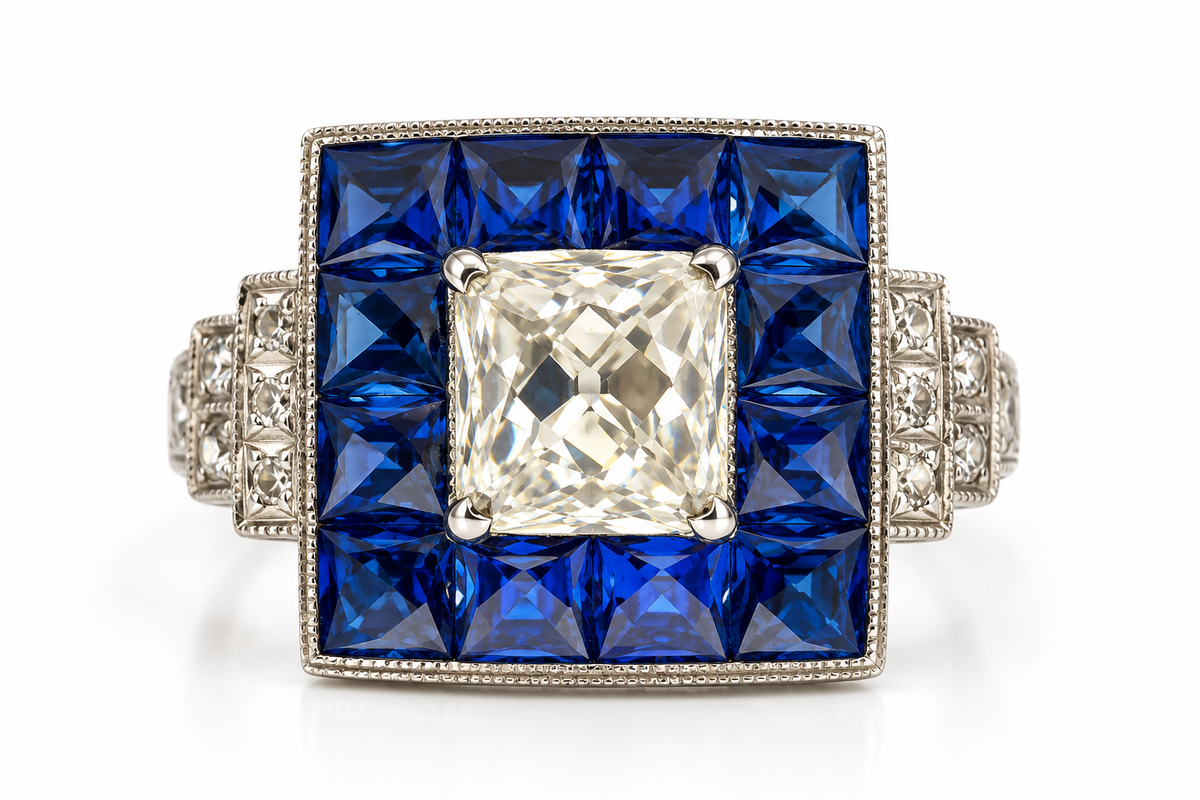 Diamond and sapphire ring