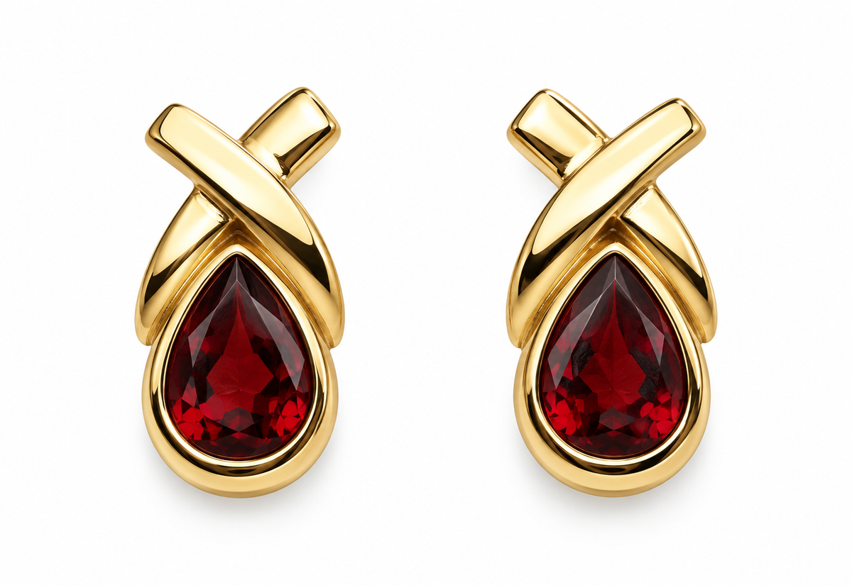 Garnet gold earring