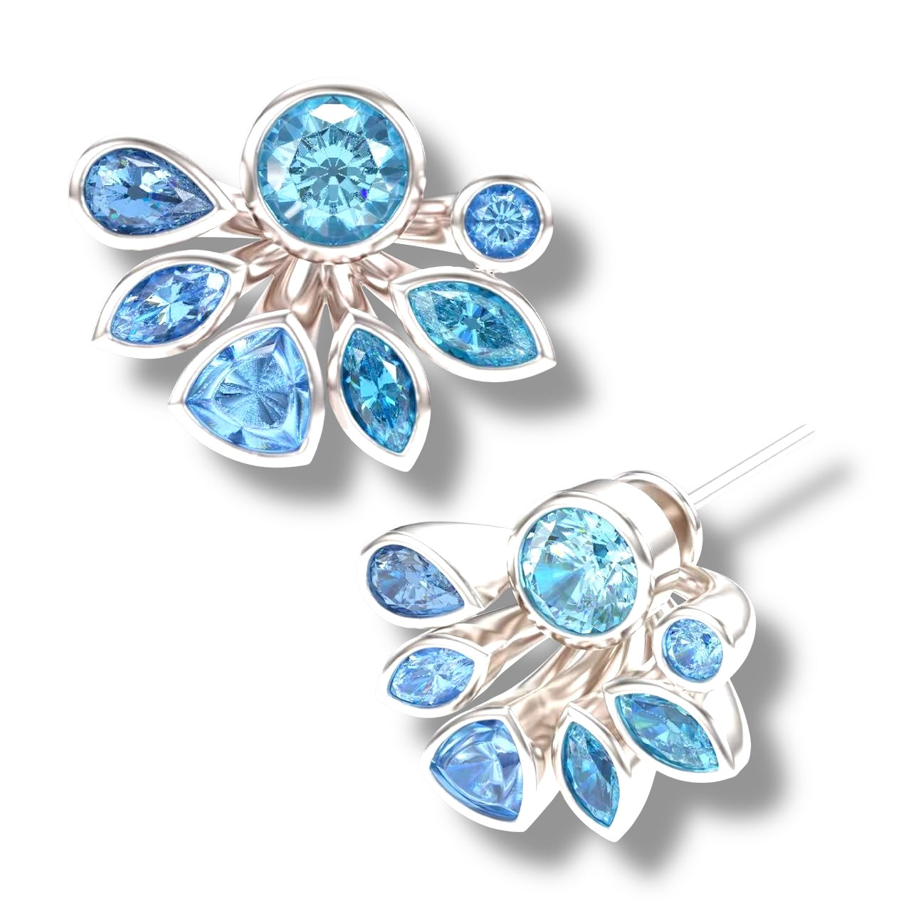 Blooming Flowers 18K GoldStud Earrings