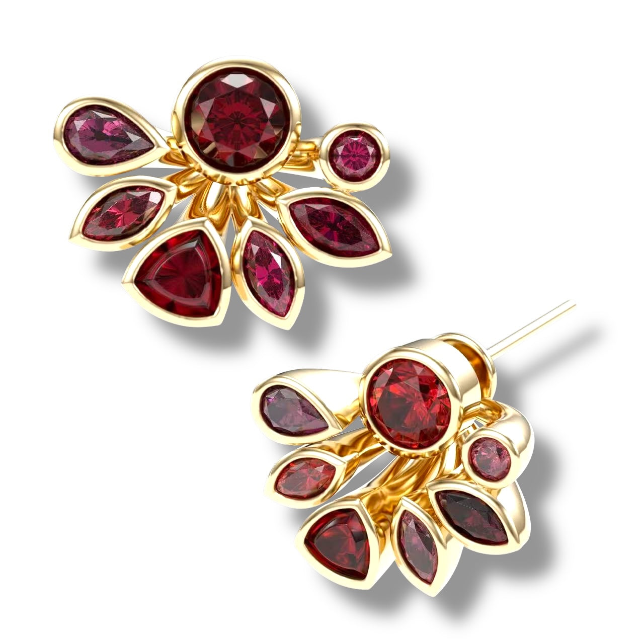 Blooming Flowers 18K GoldStud Earrings