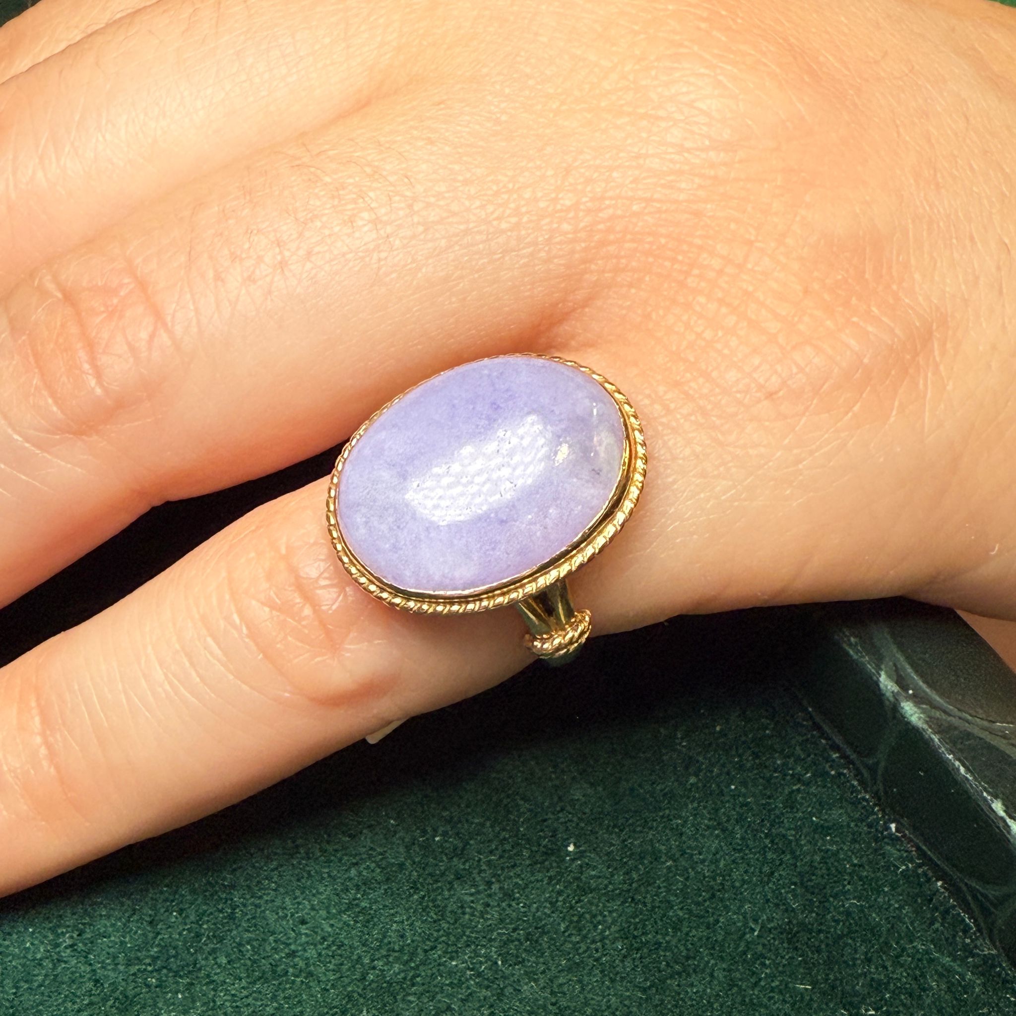 Natural purple Jade gold ring