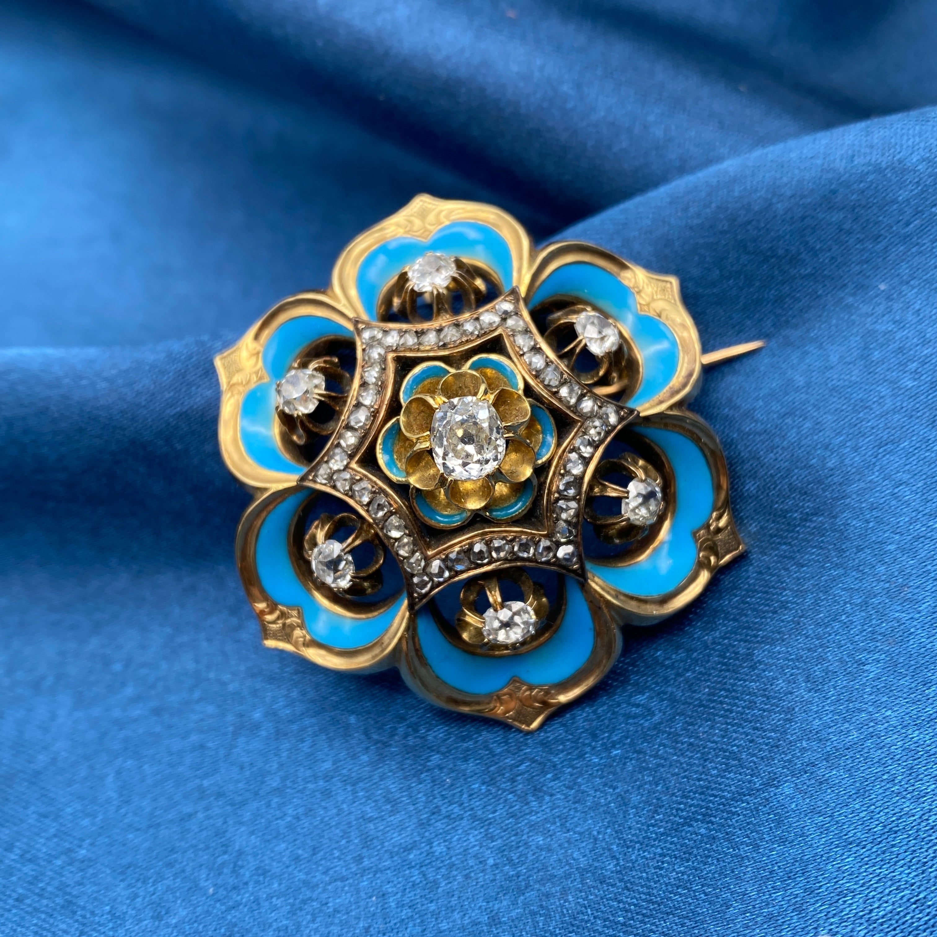 Diamond and Enamel Brooch