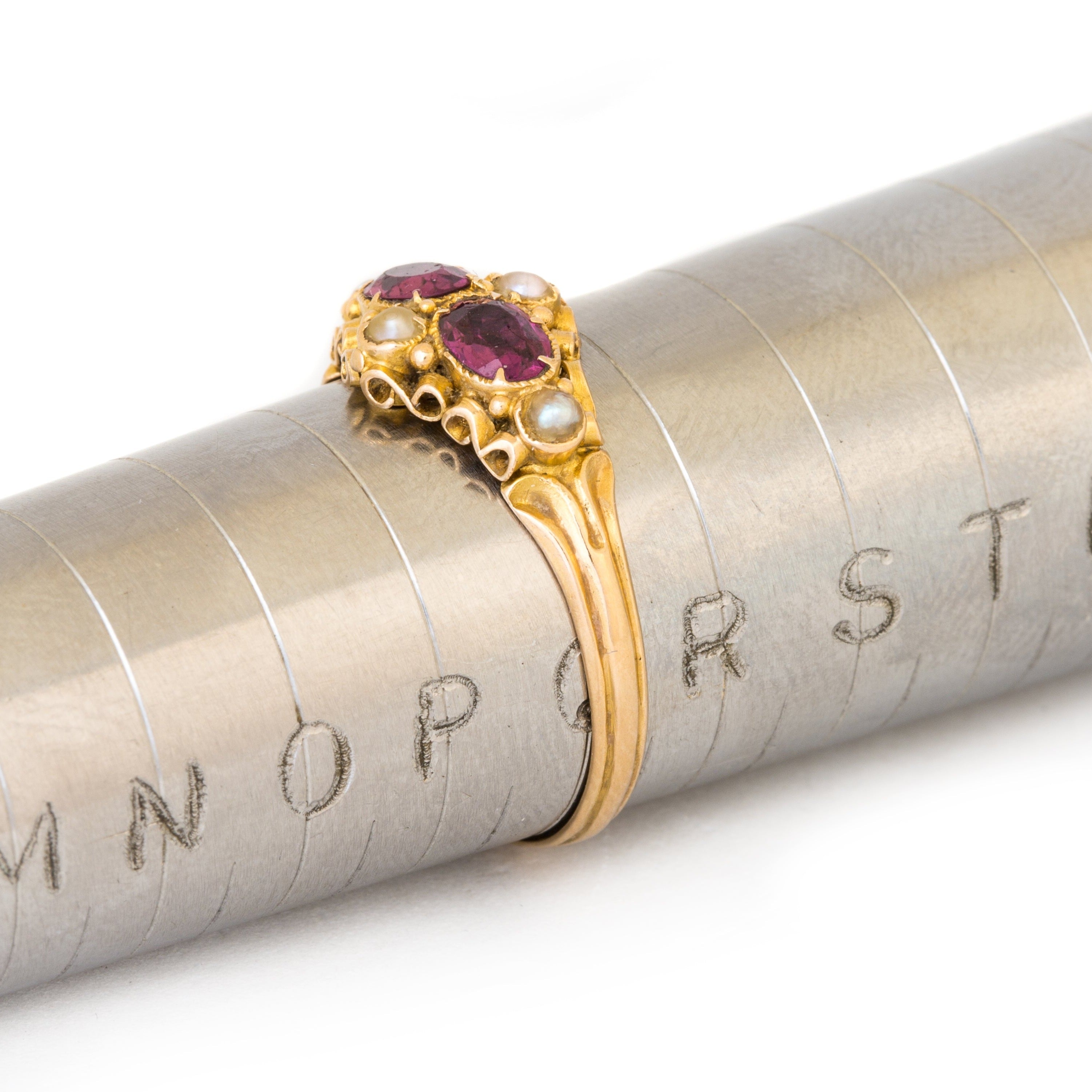 Solid Gold Tourmaline and Pearl Ring