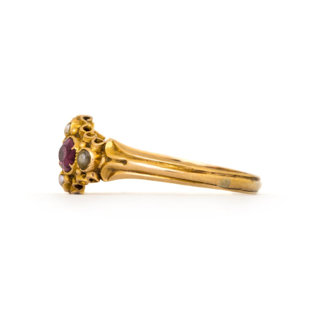 Solid Gold Tourmaline and Pearl Ring