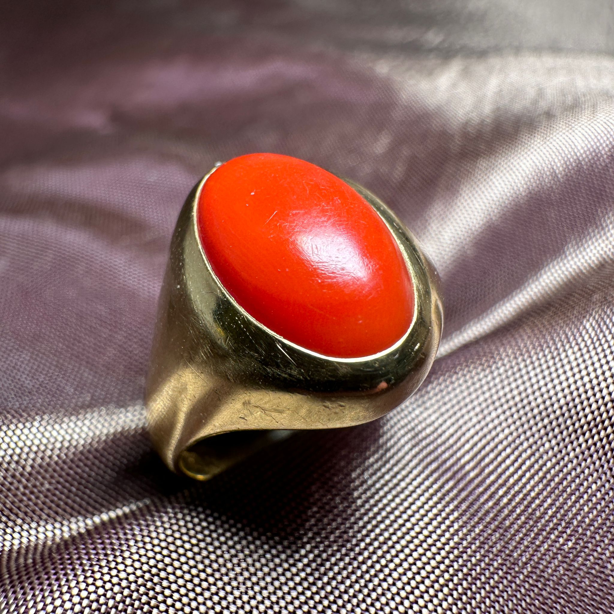 Coral signet ring