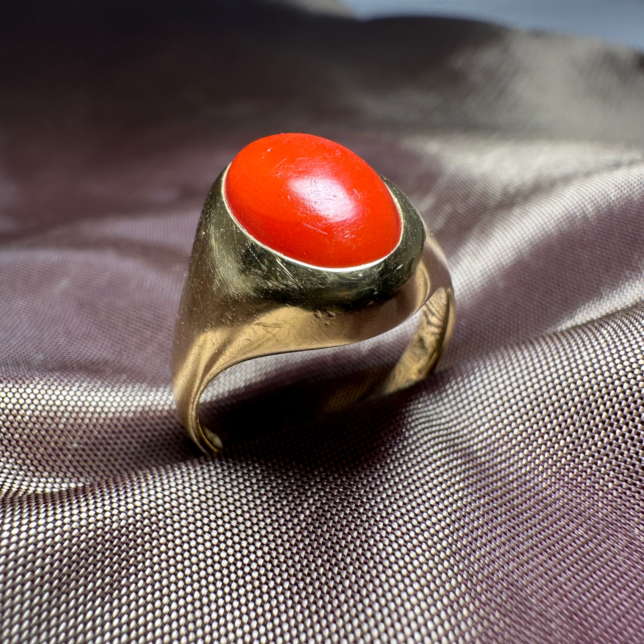 Coral signet ring