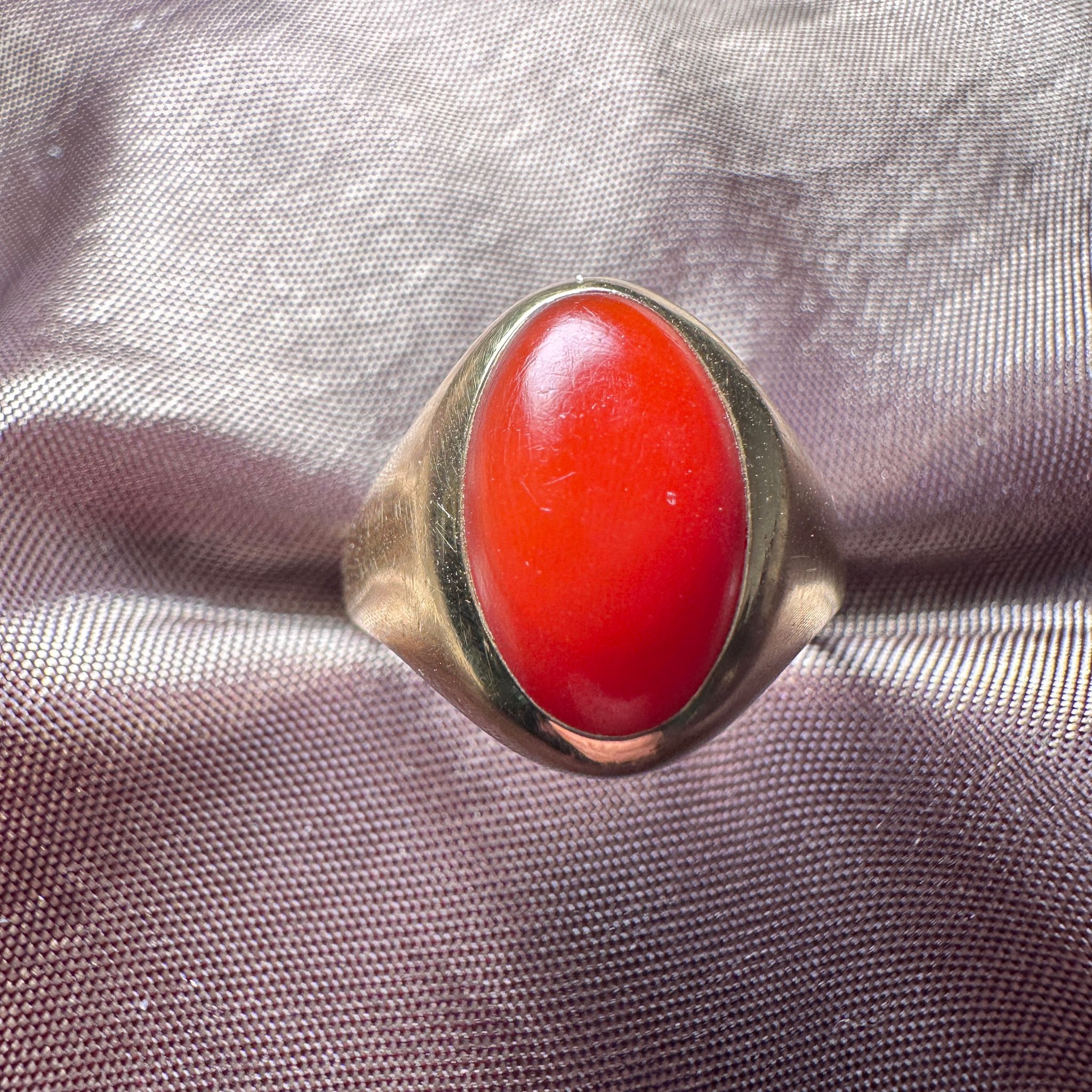 Coral signet ring