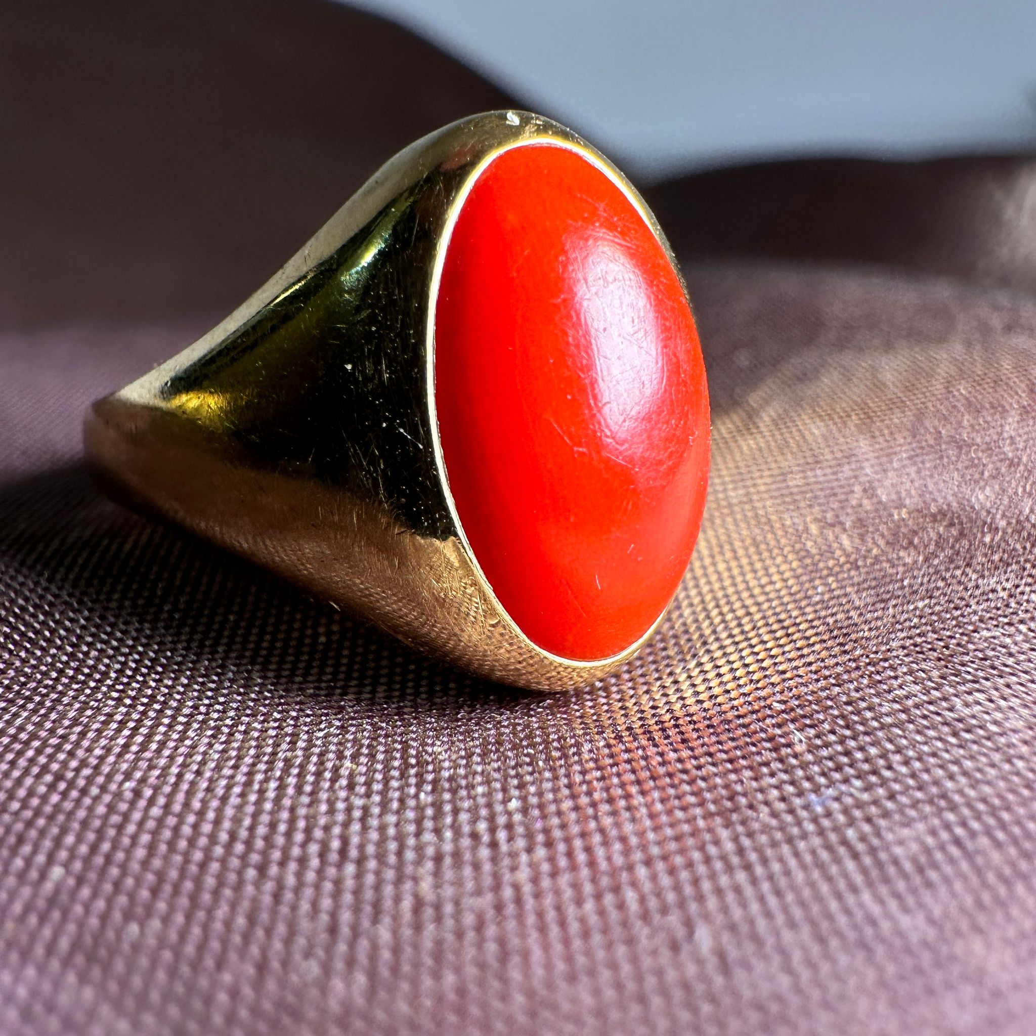 Coral signet ring