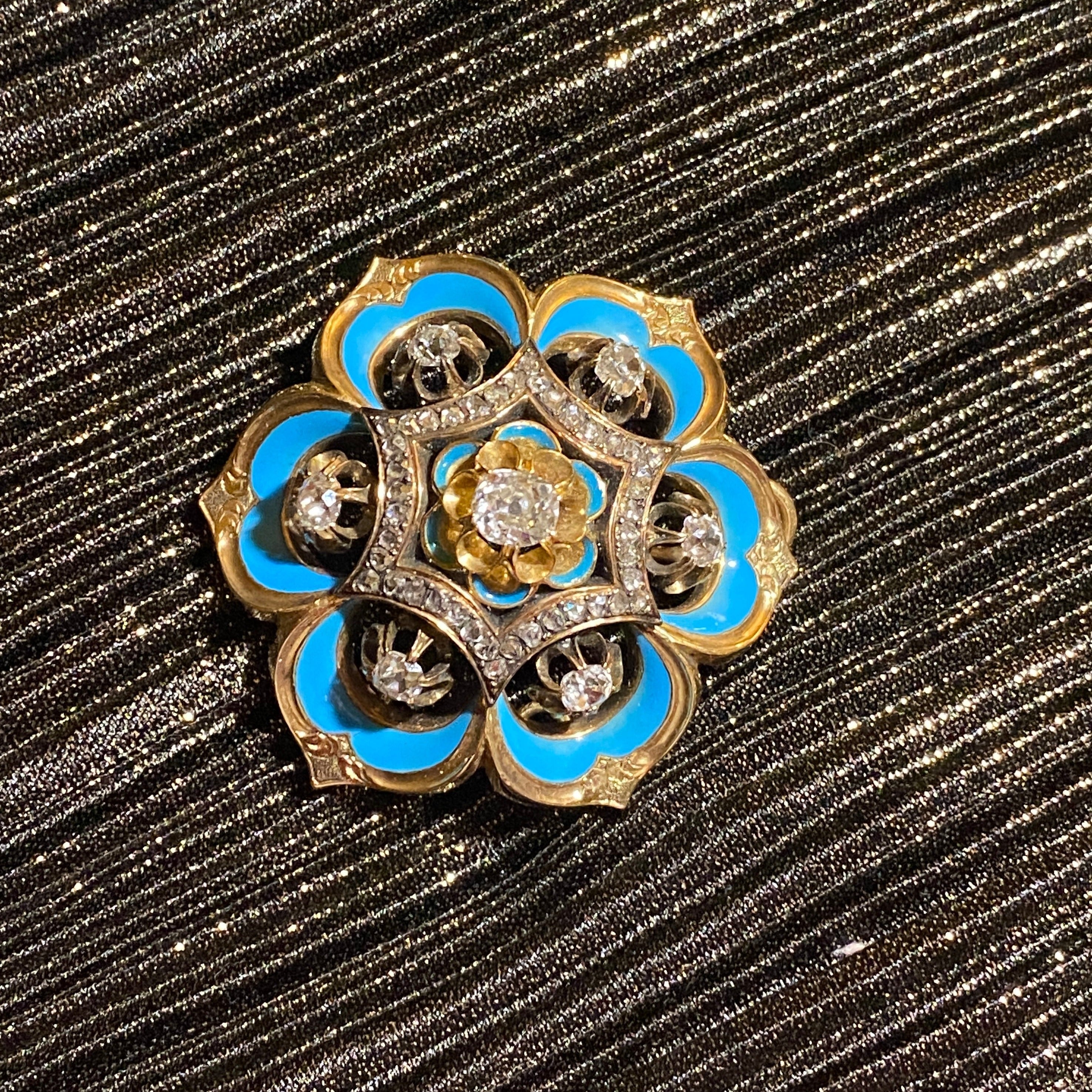 Diamond and Enamel Brooch